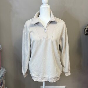 Athleta Women's Cream Half-Zip Sweatshirt